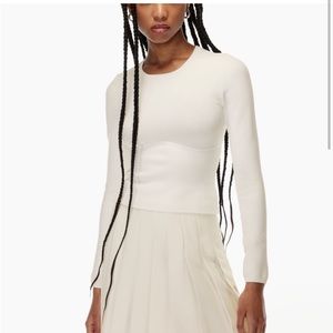 BABATON White Sculpt Empire Knit long sleeve top - small